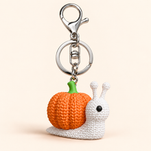 Pumpkin Snail keychain with silver hardware